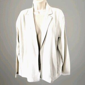 Eileen Fisher Open Front Blazer Size XS Relaxed Fit Ivory Tencel Women's